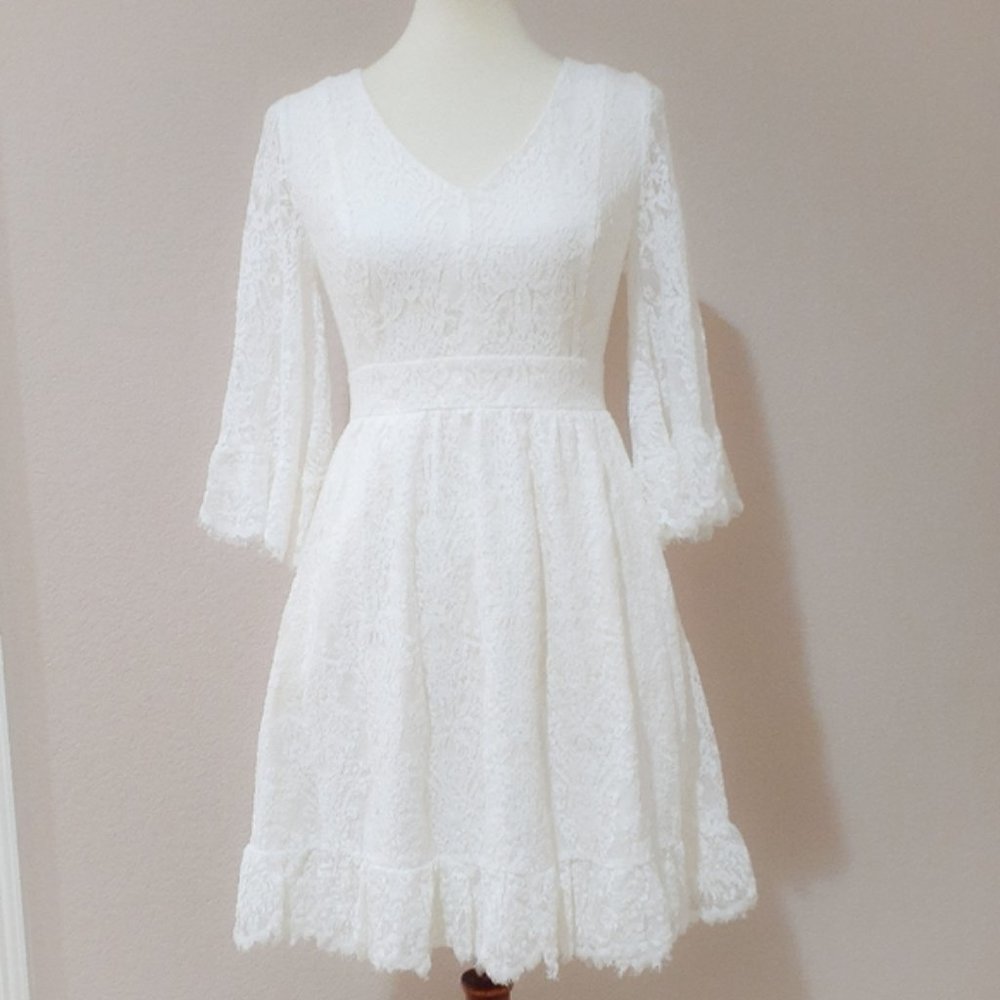ModCloth Through the Bluebells cream lace dress - Picture 4 of 6